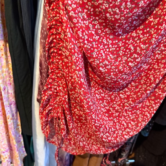 Endless Rose Red and White Floral Rouched Midi Dress - Picture 5 of 7